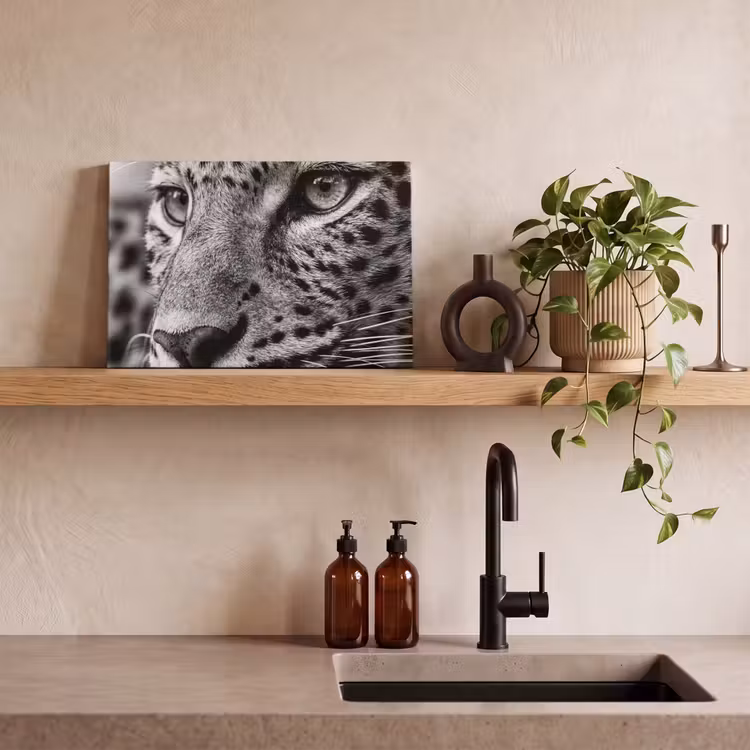 Luipaard - Zwart - Wit - Oog canvas 2cm klein -sfeer3