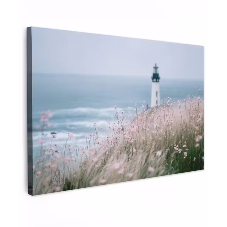 Vuurtoren - Klif - Zee - Bloemen canvas 2cm klein -z3d