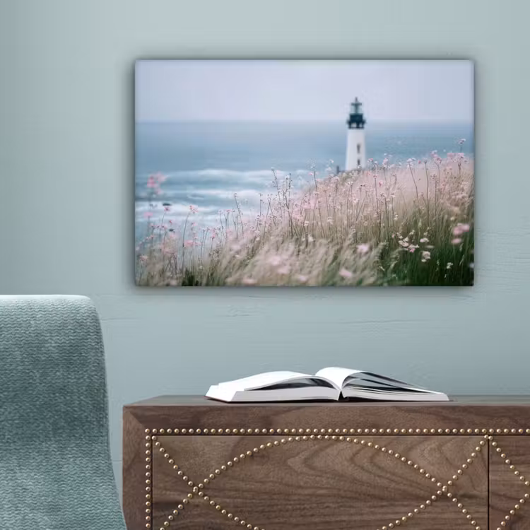 Vuurtoren - Klif - Zee - Bloemen canvas 2cm klein -sfeer4