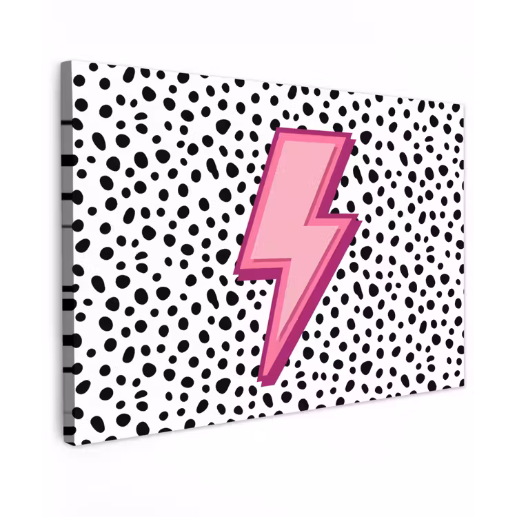 Bliksem - Roze - Stippen canvas 2cm klein -z3d