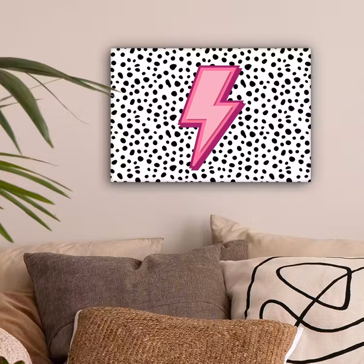 Bliksem - Roze - Stippen canvas 2cm klein -sfeer1