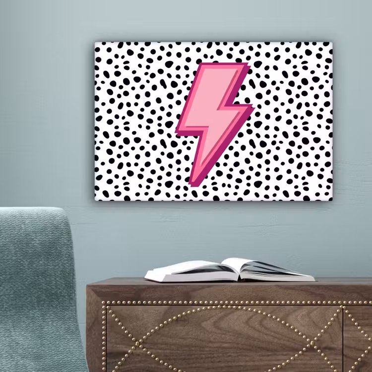 Bliksem - Roze - Stippen canvas 2cm klein -sfeer4