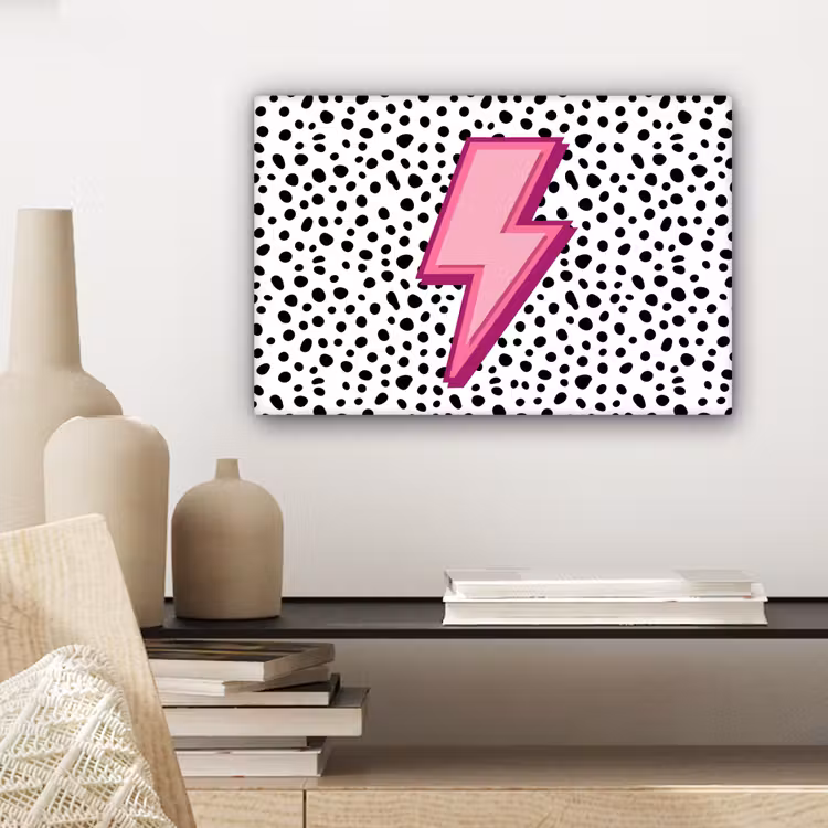 Bliksem - Roze - Stippen canvas 2cm klein -sfeer6