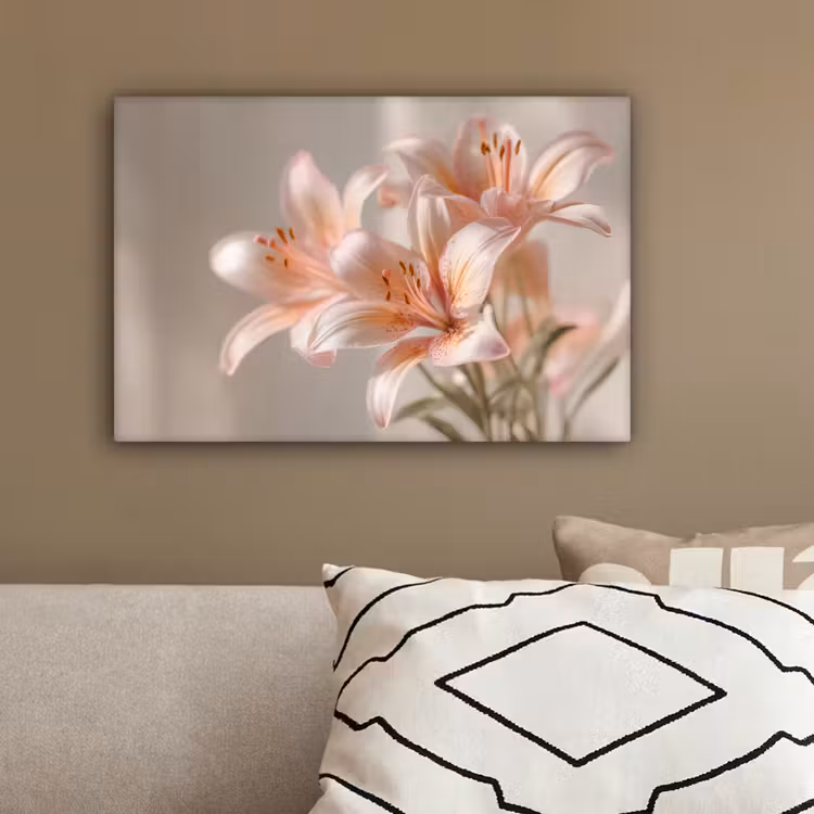 Lelies - Meeldraden - Roze - Wazig canvas 2cm klein -sfeer3