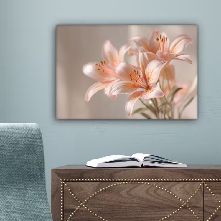 Lelies - Meeldraden - Roze - Wazig canvas 2cm klein -sfeer4
