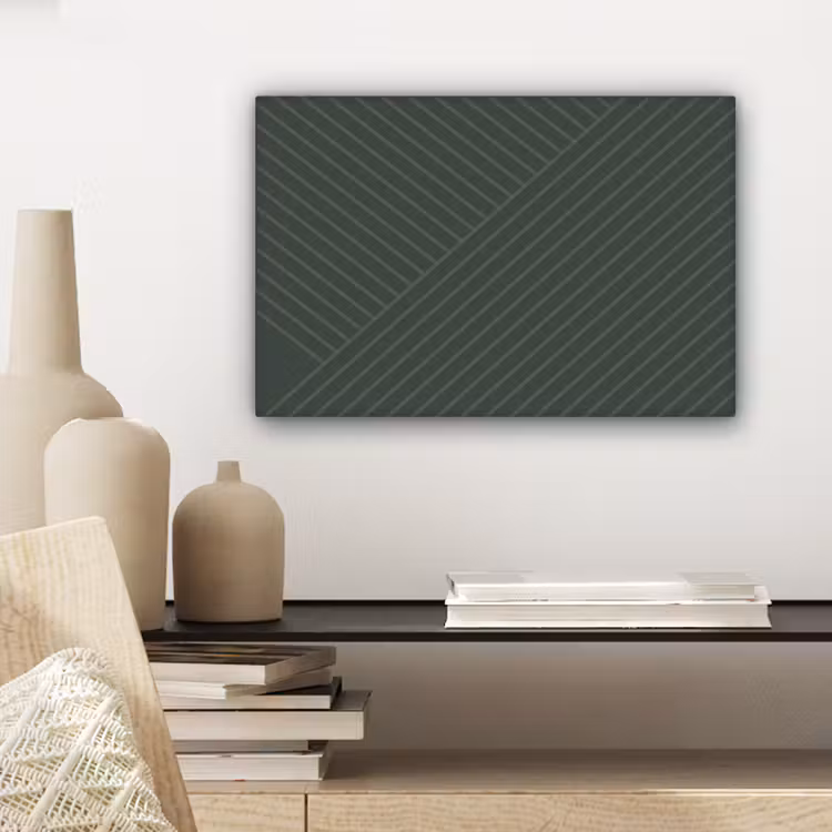 Lijnen - Abstract - Groen - Minimalistisch canvas 2cm klein -sfeer6