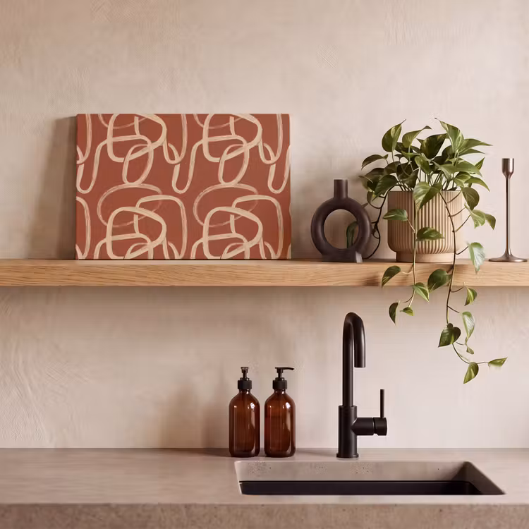 Lijnen - Abstract - Organisch - Terracotta - Crème canvas 2cm klein 34 -sfeer3