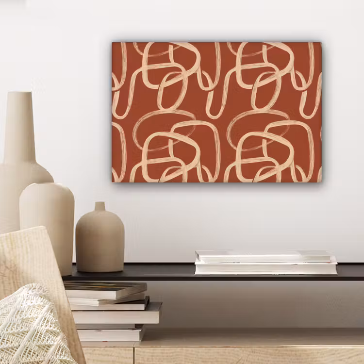 Lijnen - Abstract - Organisch - Terracotta - Crème canvas 2cm klein 34 -sfeer6