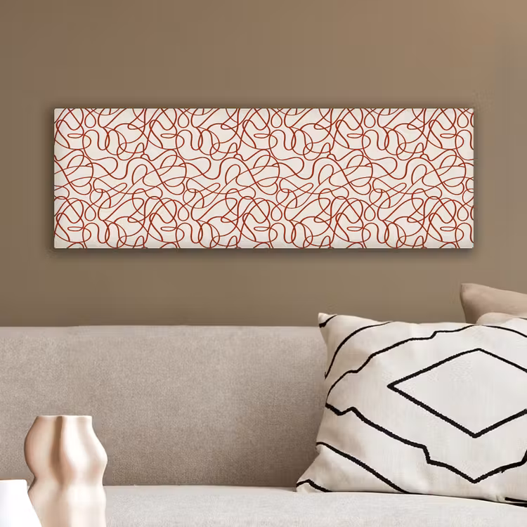 Lijnen - Abstract - Rood - Beige canvas 2cm klein 828 -sfeer3