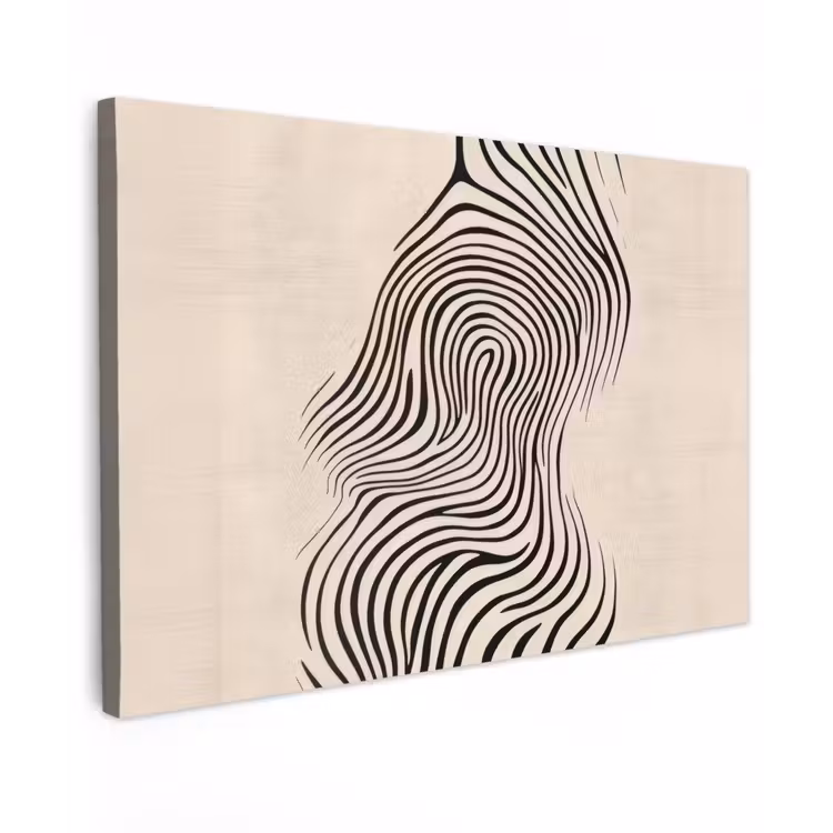 Lijnen - Abstract - Golvend - Zwart canvas 2cm klein -z3d
