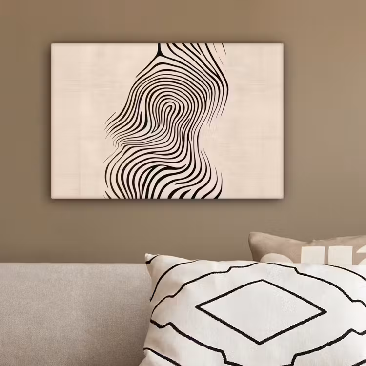 Lijnen - Abstract - Golvend - Zwart canvas 2cm klein -sfeer3