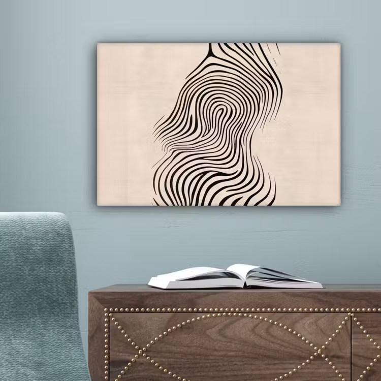 Lijnen - Abstract - Golvend - Zwart canvas 2cm klein -sfeer4