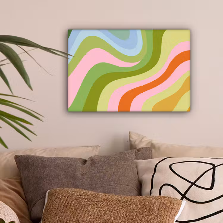 Lijnen - Pasteltinten - Golvend canvas 2cm klein -sfeer1
