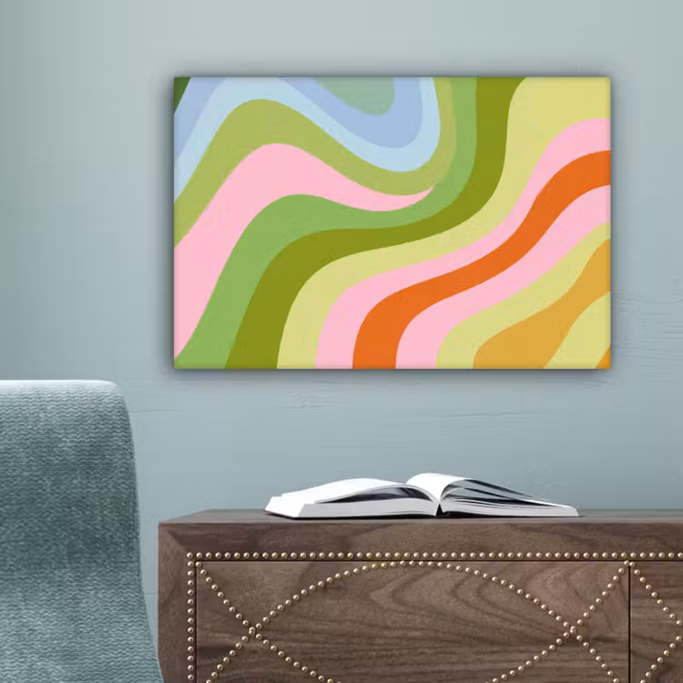 Lijnen - Pasteltinten - Golvend canvas 2cm klein -sfeer4