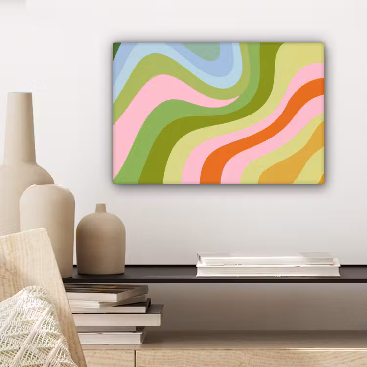 Lijnen - Pasteltinten - Golvend canvas 2cm klein -sfeer6