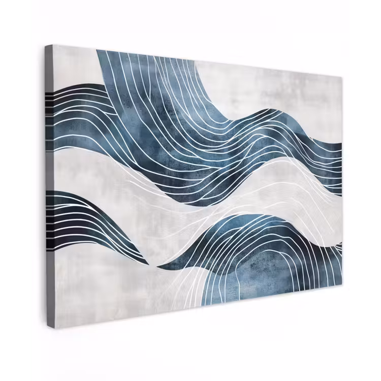 Lijnen - Golven - Abstract - Grijs canvas 2cm klein -z3d