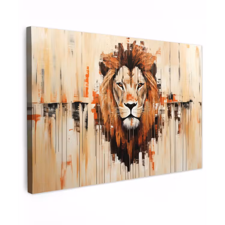 Leeuwenkop - Lijnen - Crème canvas 2cm klein -z3d