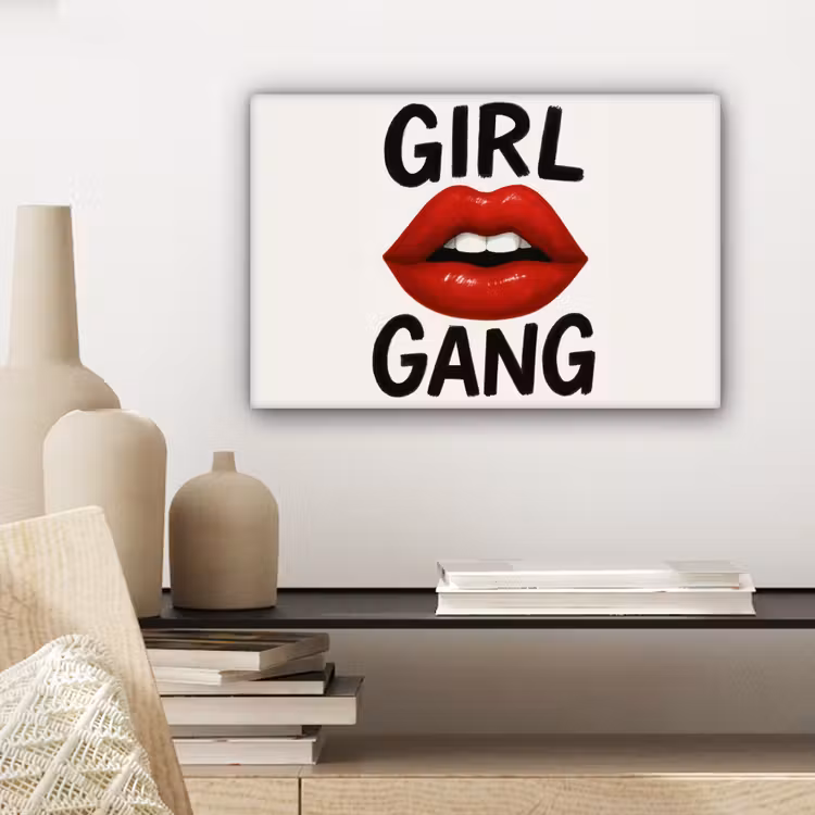 Lip - Girl - Rood - Letters canvas 2cm klein -sfeer6