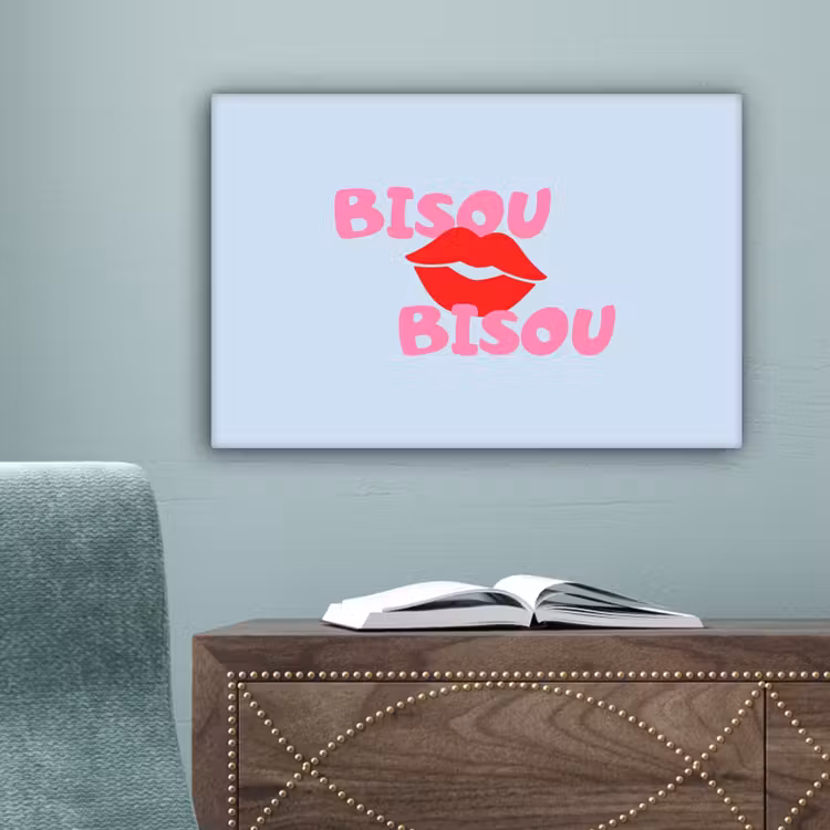 Lippen - Bisou - Blauw canvas 2cm klein -sfeer4