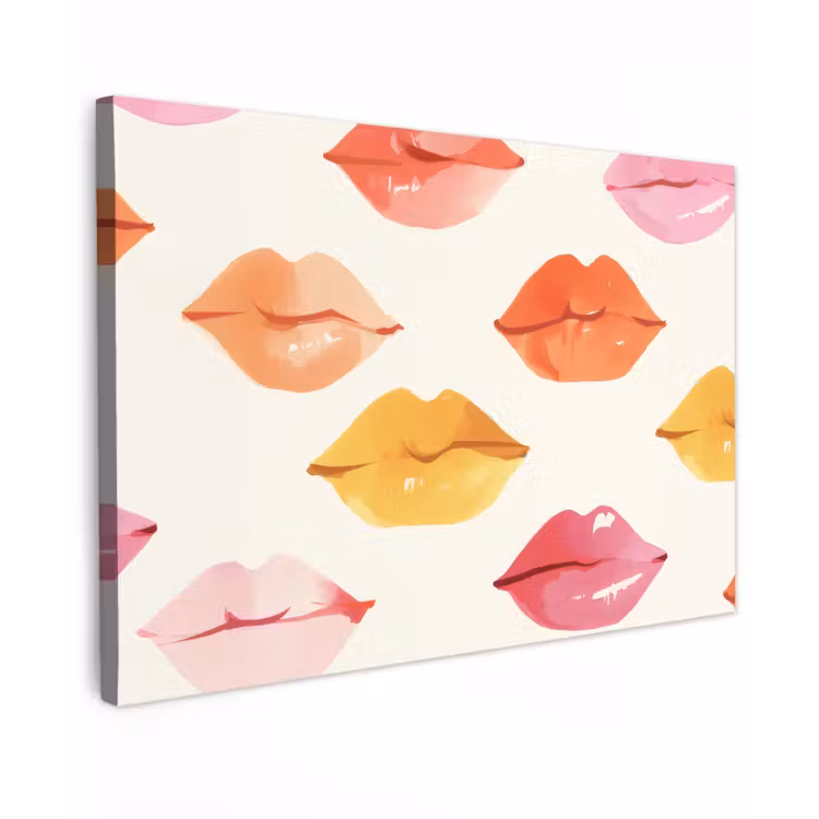Lippen - Kleurrijk - Glanzend canvas 2cm klein -z3d