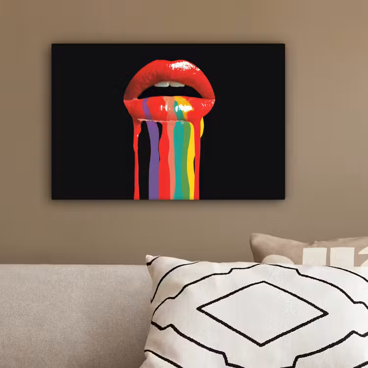 Lippen - Kleuren - Zwart canvas 2cm klein -sfeer3