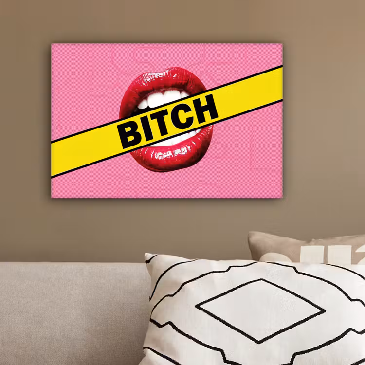 Lippen - Tekst - Kleurrijk canvas 2cm klein -sfeer3