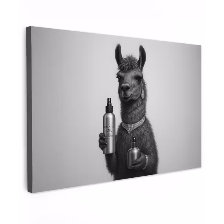 Lama - Flessen - Zwart - Wit canvas 2cm klein -z3d