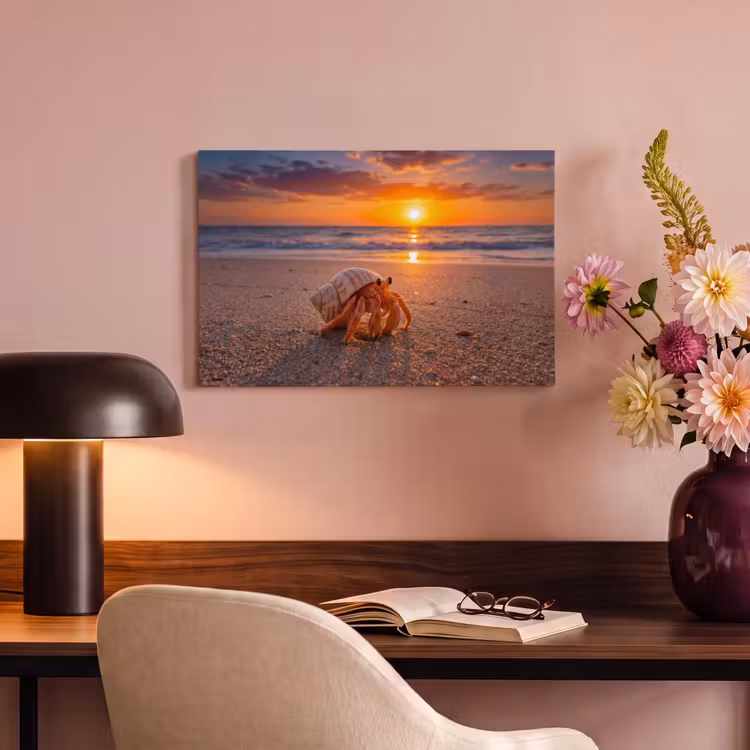 Kreeft - Strand - Natuur - Zonsondergang - Oranje canvas 2cm klein -sfeer4