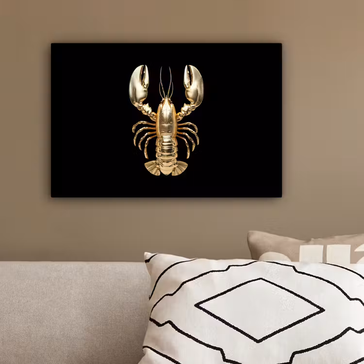 Kreeft - Goud - Textuur - Zwart canvas 2cm klein -sfeer3