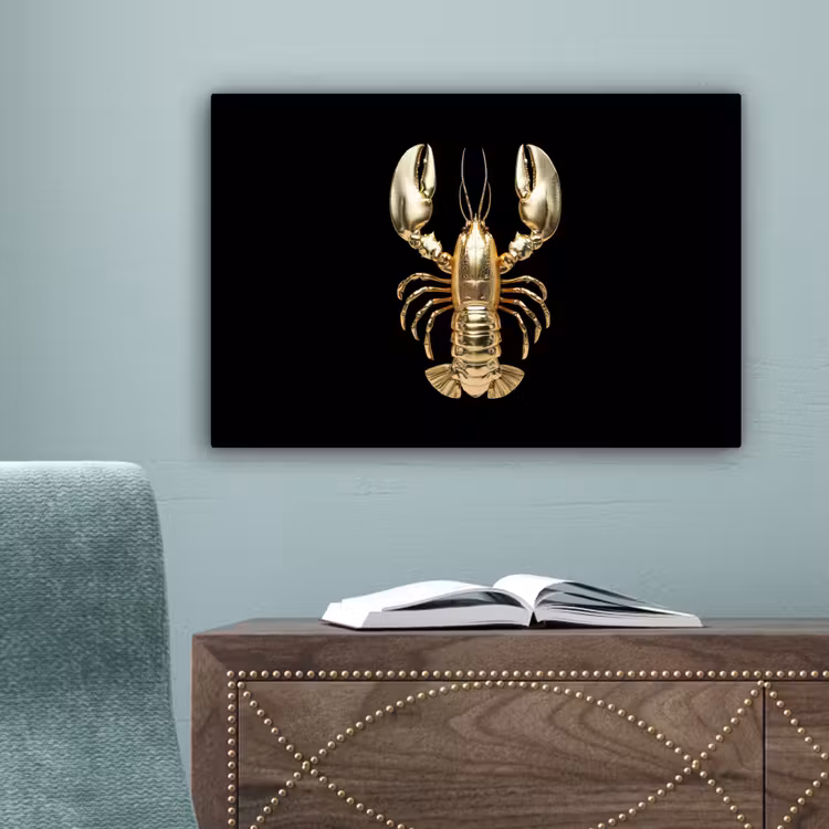 Kreeft - Goud - Textuur - Zwart canvas 2cm klein -sfeer4