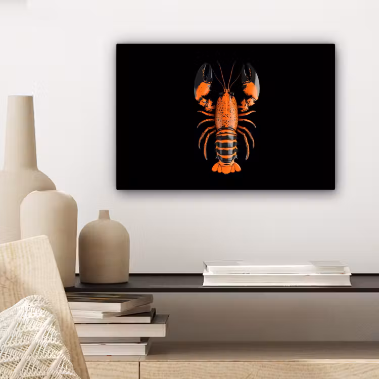 Kreeft - Oranje - Zwart - Modern canvas 2cm klein -sfeer6