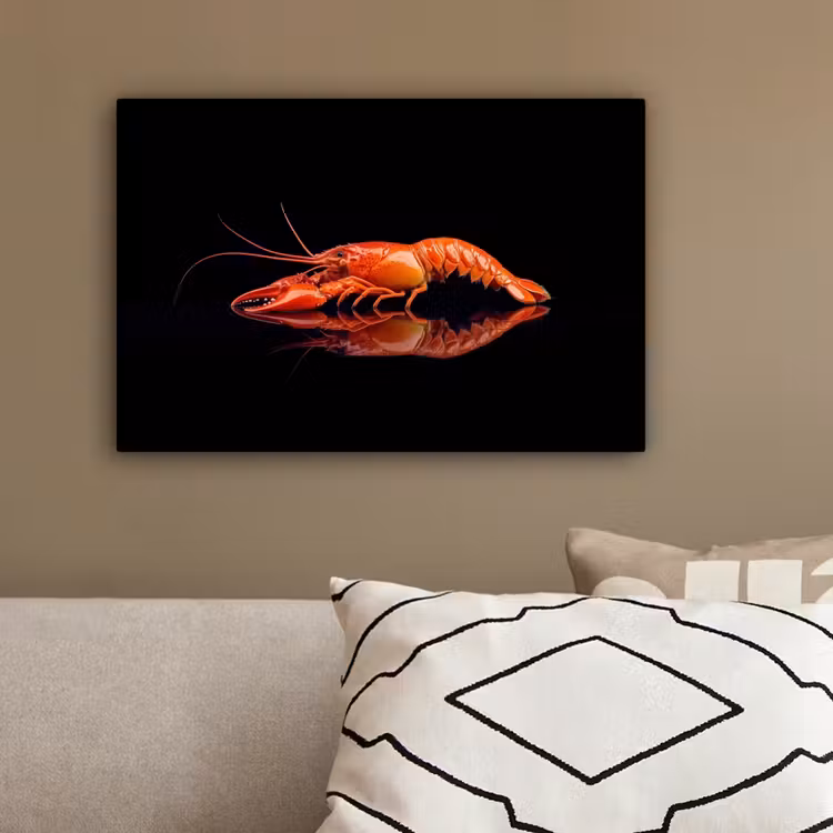 Kreeft - Oranje - Zwart - Opvallend canvas 2cm klein -sfeer3