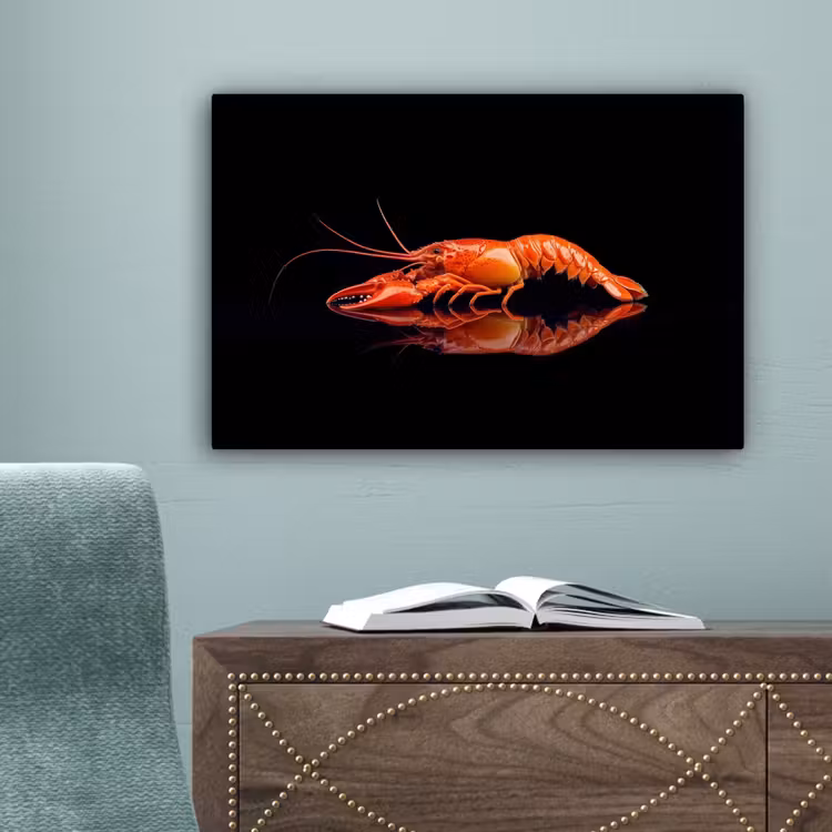 Kreeft - Oranje - Zwart - Opvallend canvas 2cm klein -sfeer4