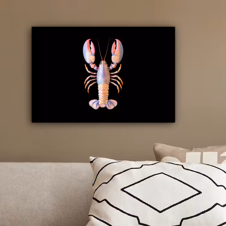 Kreeft - Roze - Zacht - Zwart canvas 2cm klein -sfeer3