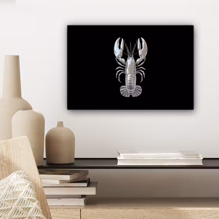 Kreeft - Zilver - Metallic - Luxe canvas 2cm klein -sfeer6