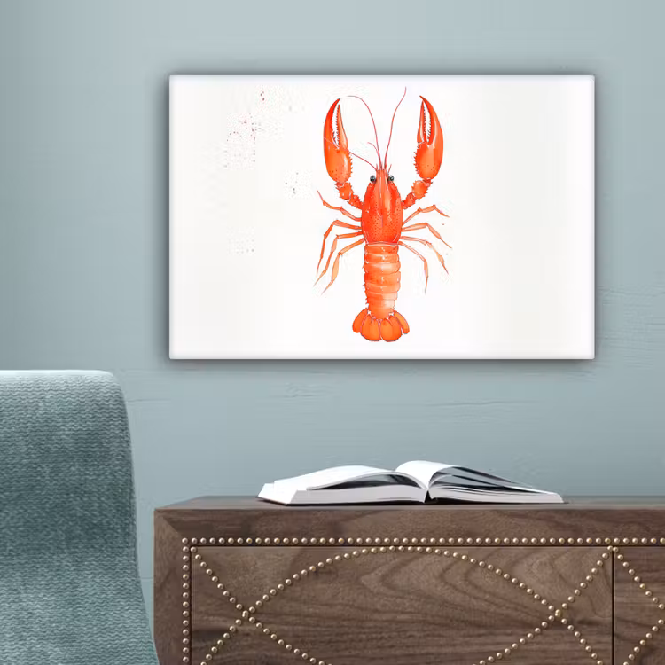 Kreeft - Waterverf - Aquarel - Oranje canvas 2cm klein -sfeer4
