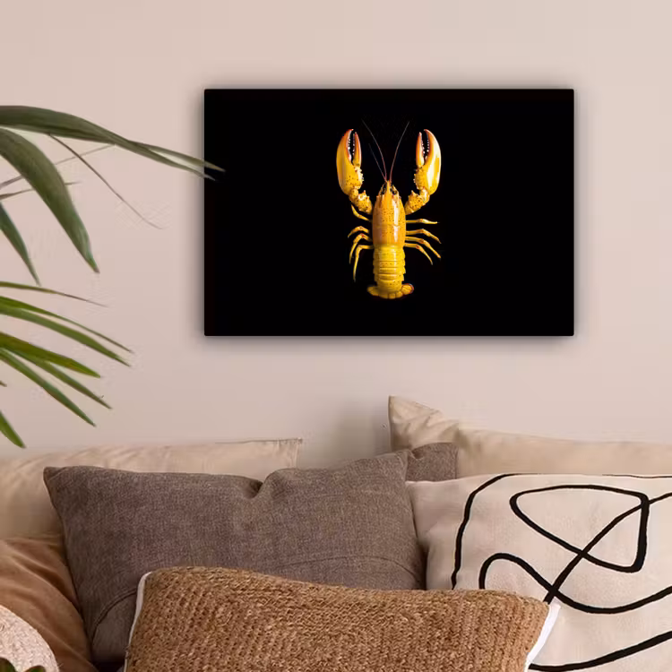 Kreeft - Geel - Stippen - Effen canvas 2cm klein -sfeer1