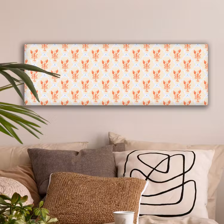 Zee - Kreeft - Blauw - Geel - Oranje canvas 2cm klein 828 -sfeer1
