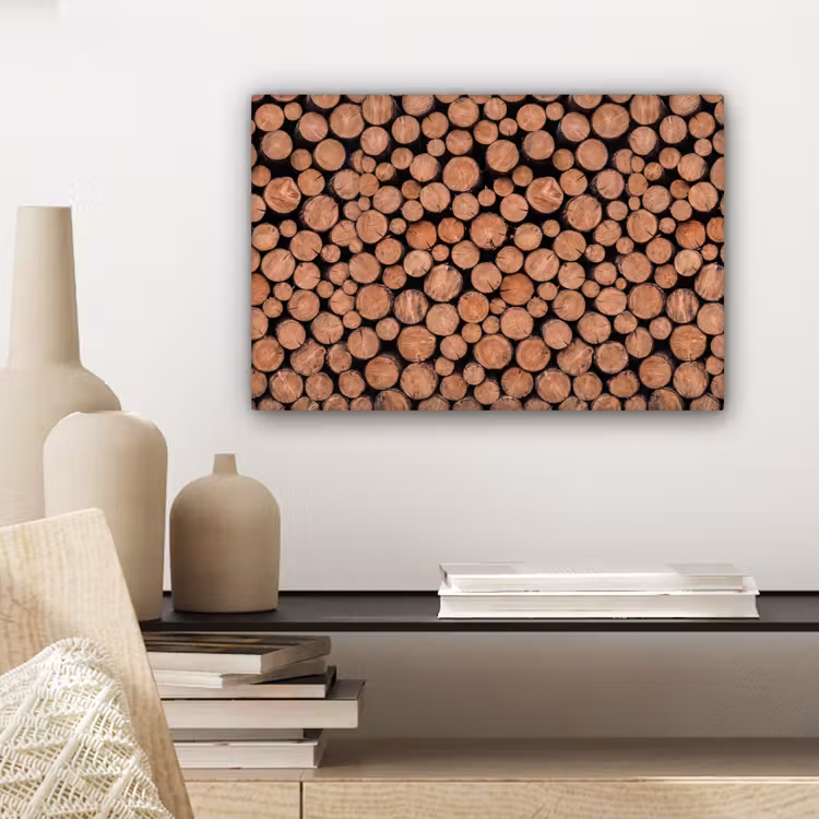 Houtblokken - Textuur - Patroon - Bruin - Rustiek canvas 2cm klein -sfeer6