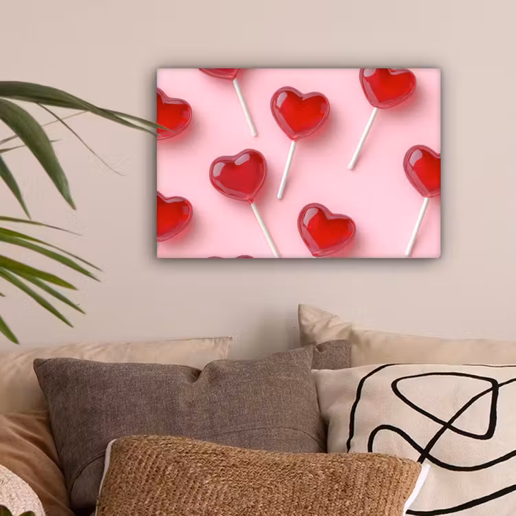 Lollies - Hartjes - Roze canvas 2cm klein -sfeer1