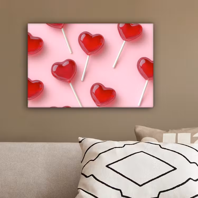 Lollies - Hartjes - Roze canvas 2cm klein -sfeer3