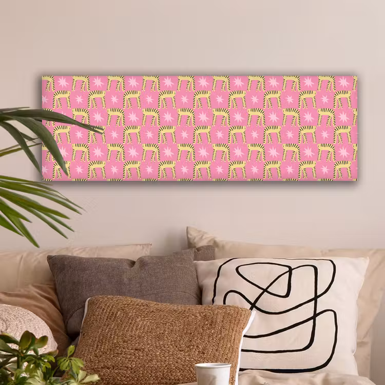 Langbenige -Tijgerkatten - Roze - Sterren canvas 2cm klein 828 -sfeer1