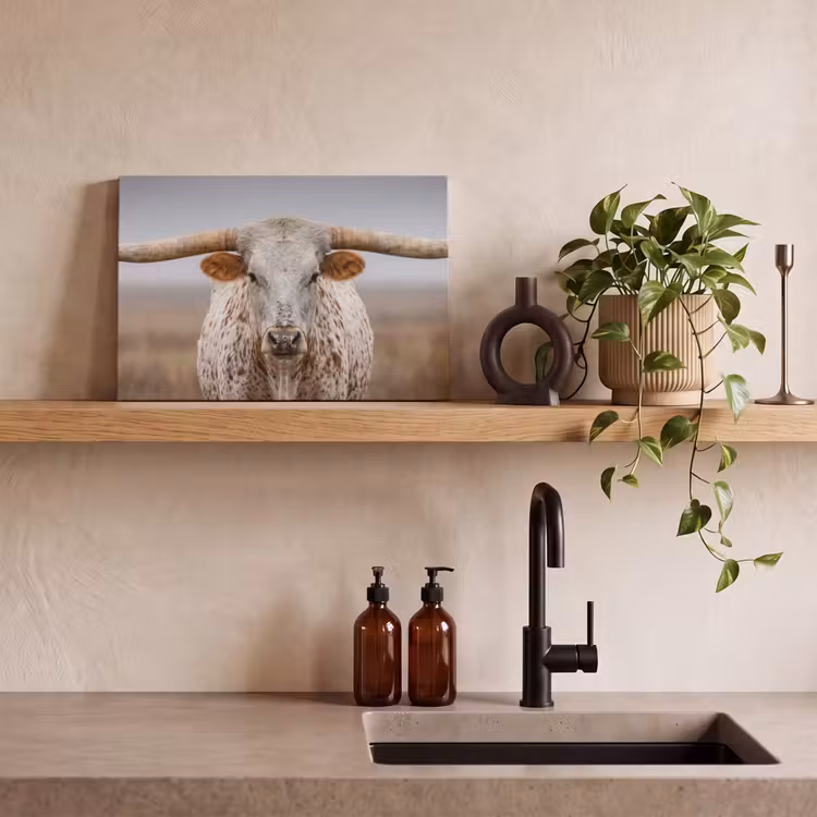 Longhorn - Grasveld - Dier canvas 2cm klein -sfeer3