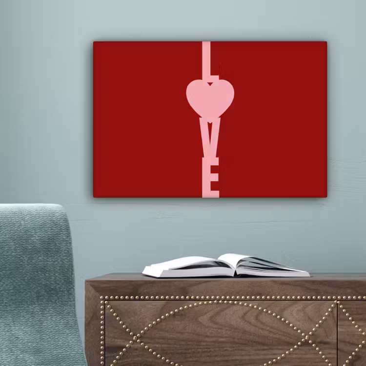 Love - Hart - Rood canvas 2cm klein -sfeer4