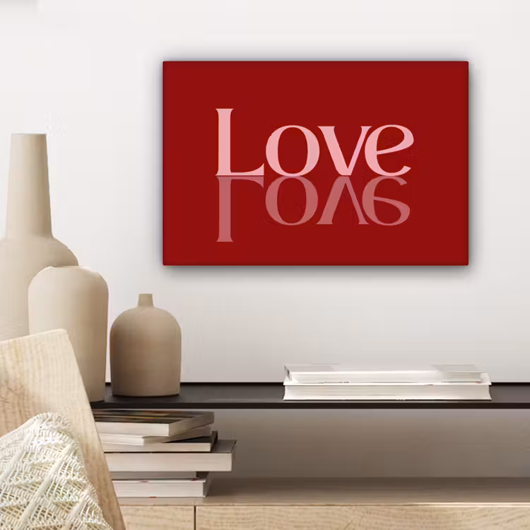 Love - Spiegeling - Rood canvas 2cm klein -sfeer3