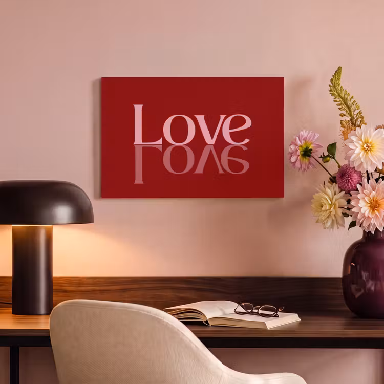 Love - Spiegeling - Rood canvas 2cm klein -sfeer4