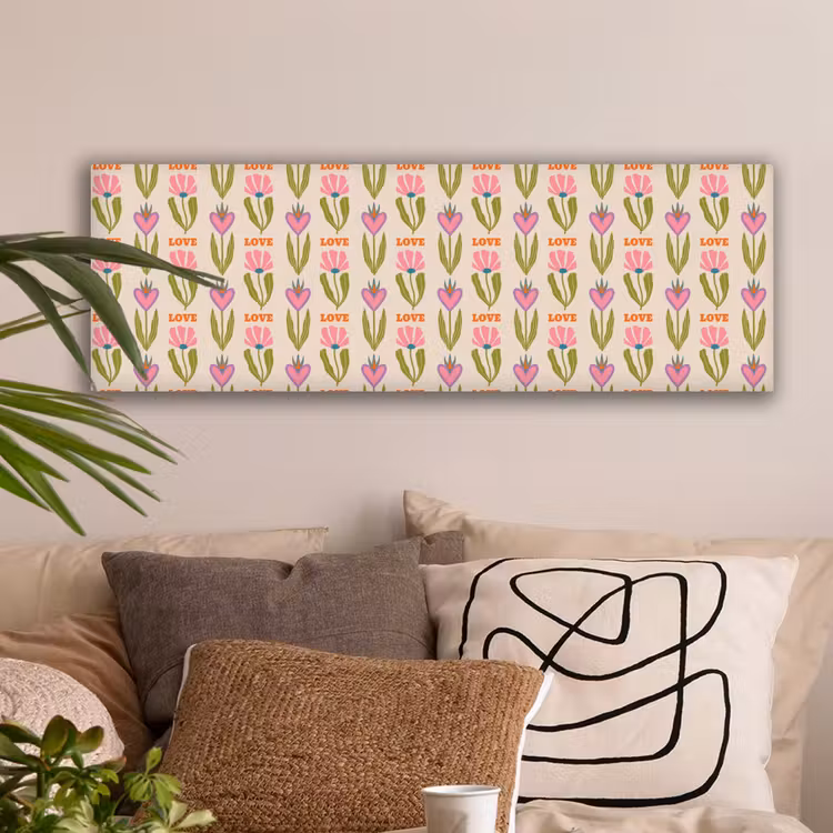 Love - Patroon - Bloemen - Hartjes canvas 2cm klein 828 -sfeer1