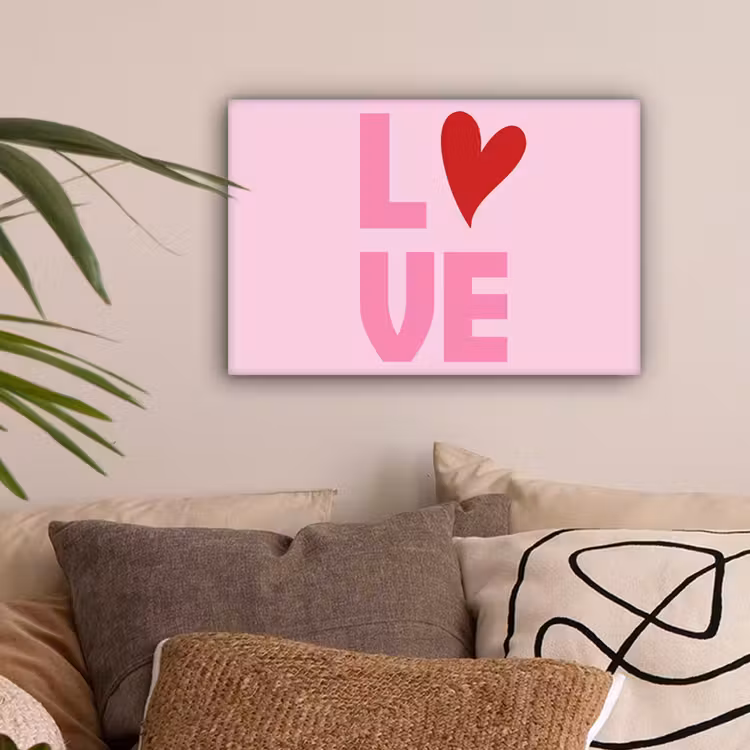 Love - Roze - Hart - Valentijn canvas 2cm klein -sfeer1