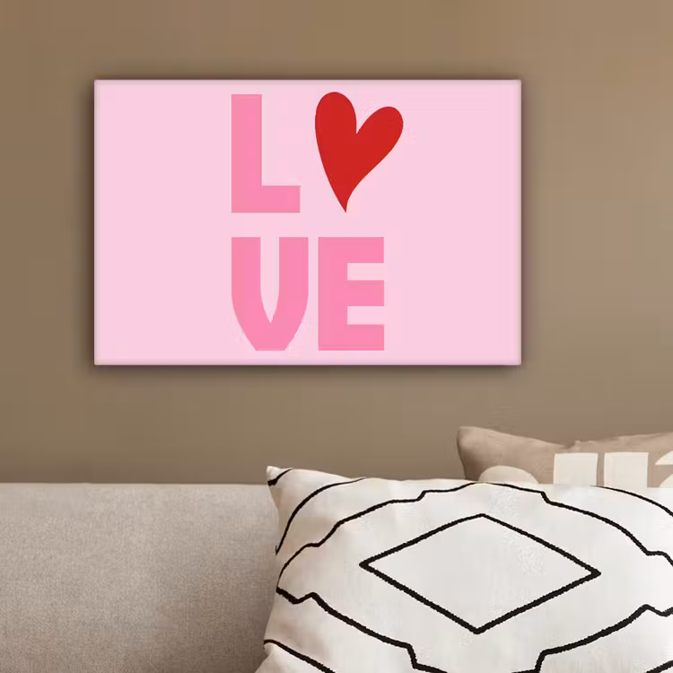 Love - Roze - Hart - Valentijn canvas 2cm klein -sfeer3
