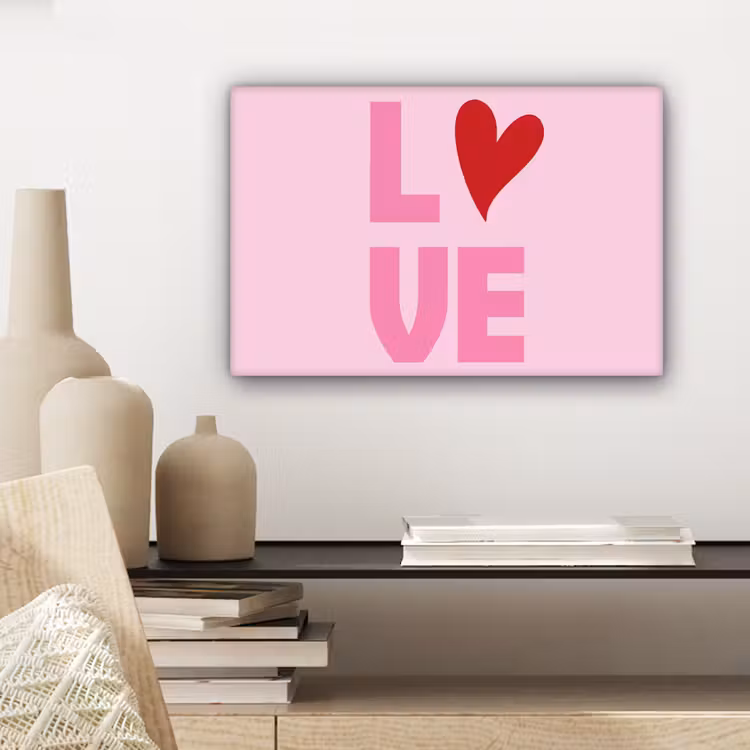 Love - Roze - Hart - Valentijn canvas 2cm klein -sfeer6